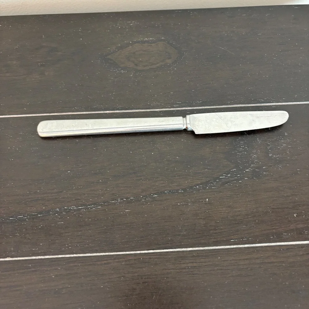 Vintage‎ Silver Tone Dinner Knife Minimalist Rounded Handle Flatware 8.5